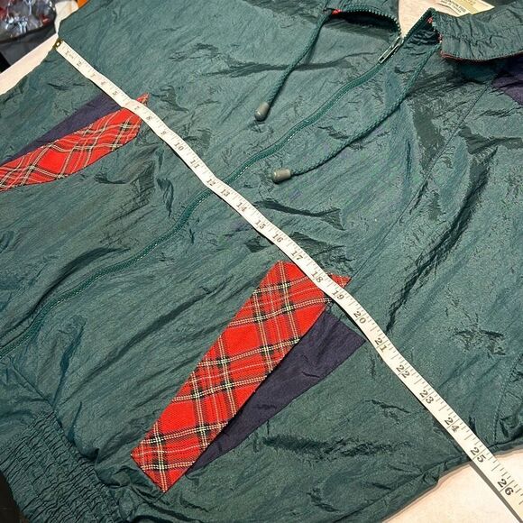 Vtg London Fog Windbreaker Jacket Sz Large Red Blue Plaid Patterns 80s 90s Track - Picture 9 of 11